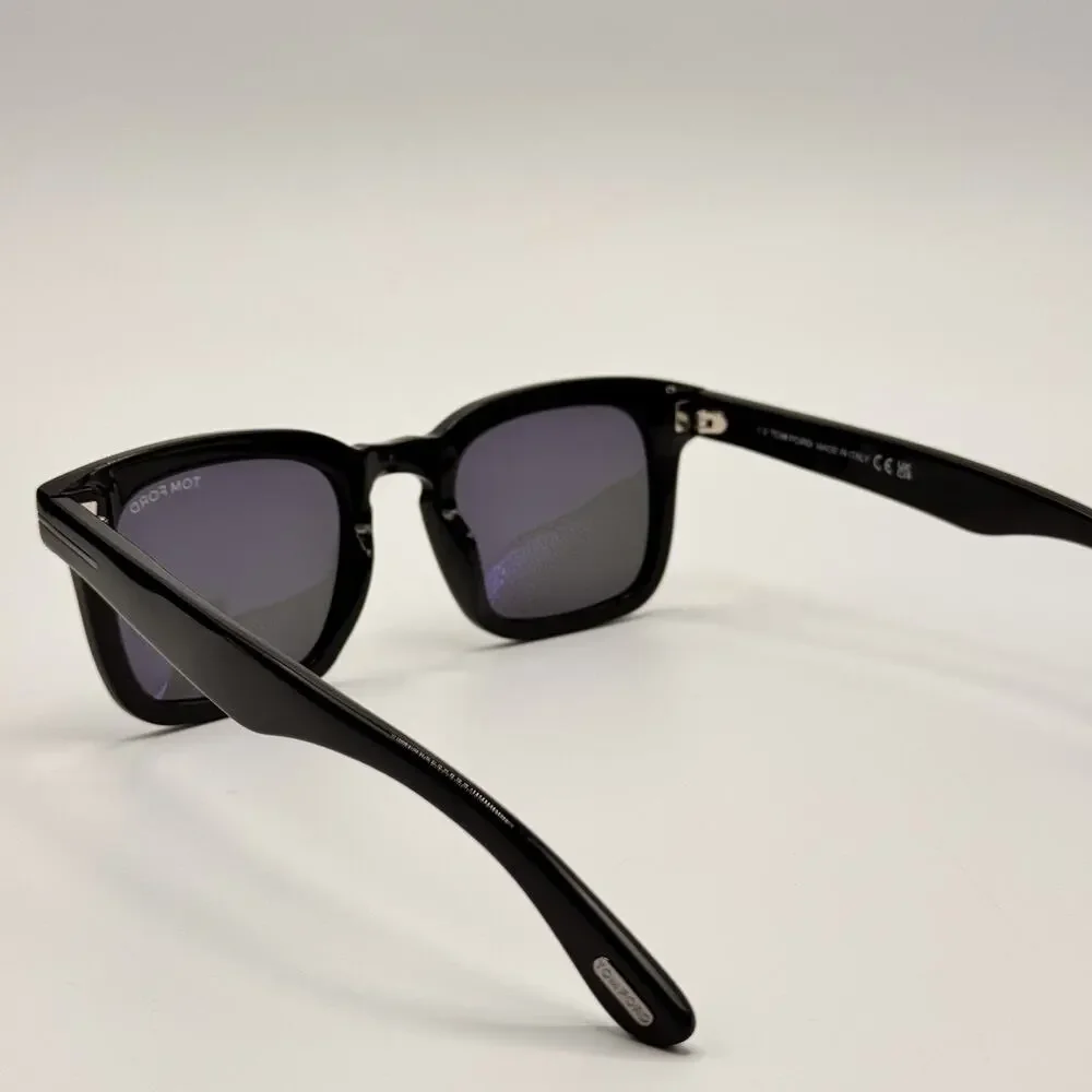 Tom Ford Sunglasses Dax TF751-N 01A Black Square Frame Gray Lens 50-22-145 New